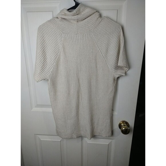 Jones New York Creme Gold Sparkle Knit Shirt Sleeve Cowl Neck Sweater. Size XL - Picture 10 of 10